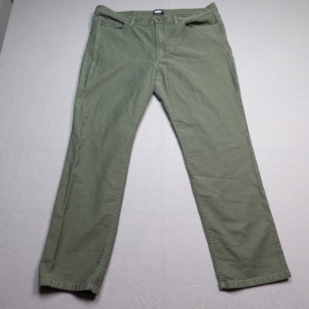 Lands' End Pants Men 38x30 Green Straight Leg Stretch Cotton Blend 5-Pocket